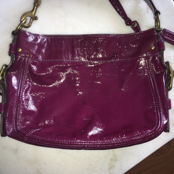 Authentic Coach patent leather plum / purple purse - Picture 5 of 13